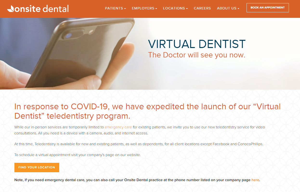 Onsite Dental Webpage Example