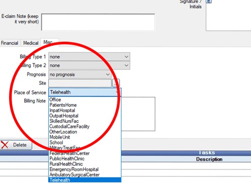 OpenDental_HowToSelectTelehealth